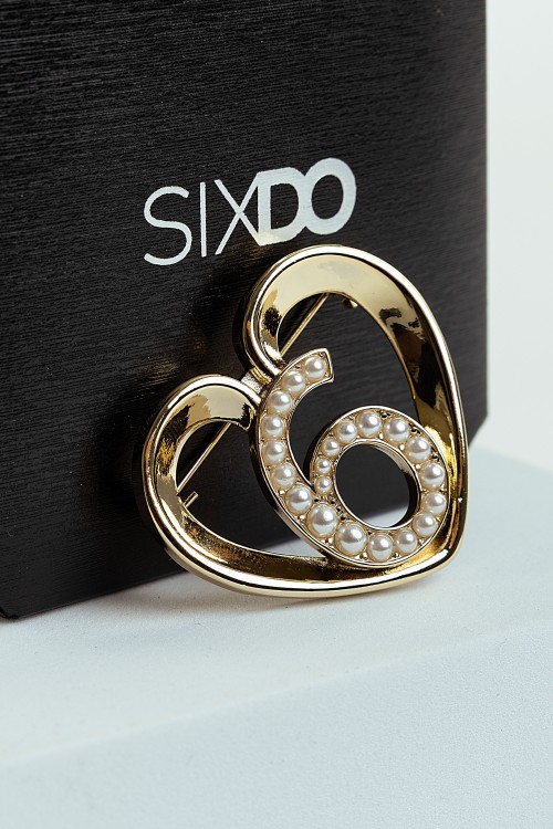 Sixdo Gold Six Heart Brooch